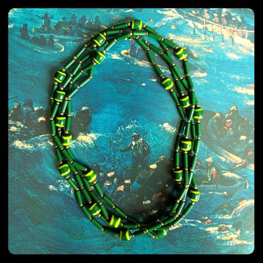 Vintage Green Beaded Necklace